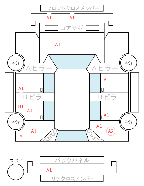 Body condition diagram (damage marks, Japanese labels)