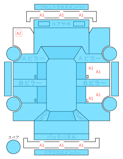 Body condition diagram (damage marks, Japanese labels)