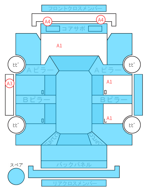 Body condition diagram (damage marks, Japanese labels)