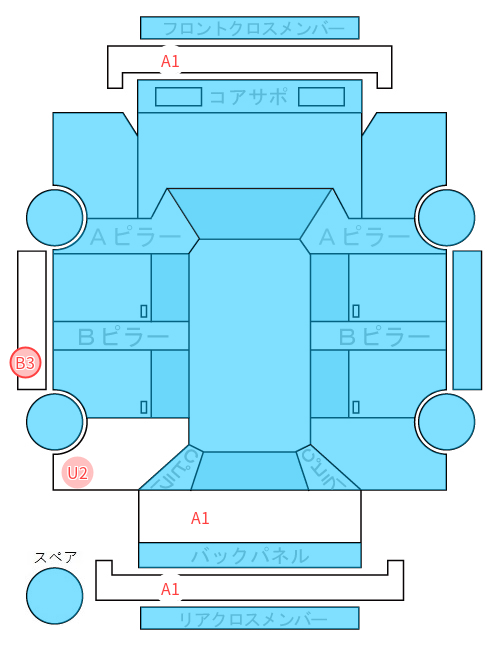 Body condition diagram (damage marks, Japanese labels)