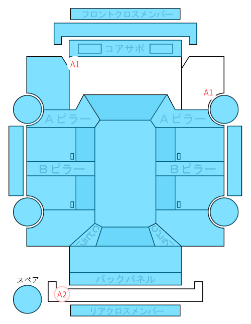 Body condition diagram (damage marks, Japanese labels)