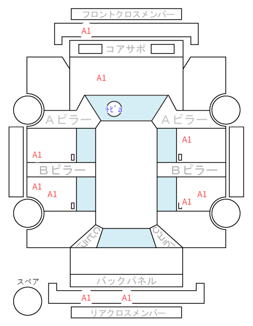 Body condition diagram (damage marks, Japanese labels)
