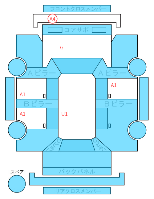 Body condition diagram (damage marks, Japanese labels)