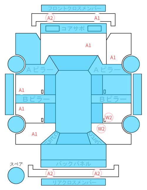 Body condition diagram (damage marks, Japanese labels)