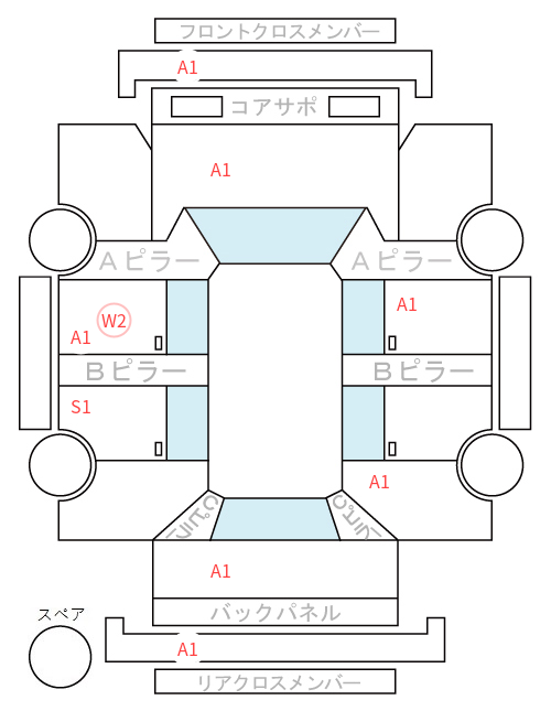Body condition diagram (damage marks, Japanese labels)