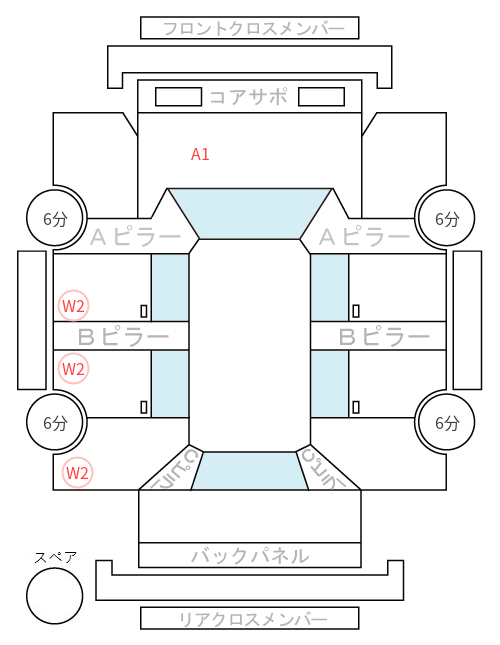 Body condition diagram (damage marks, Japanese labels)