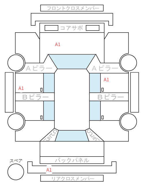 Body condition diagram (damage marks, Japanese labels)