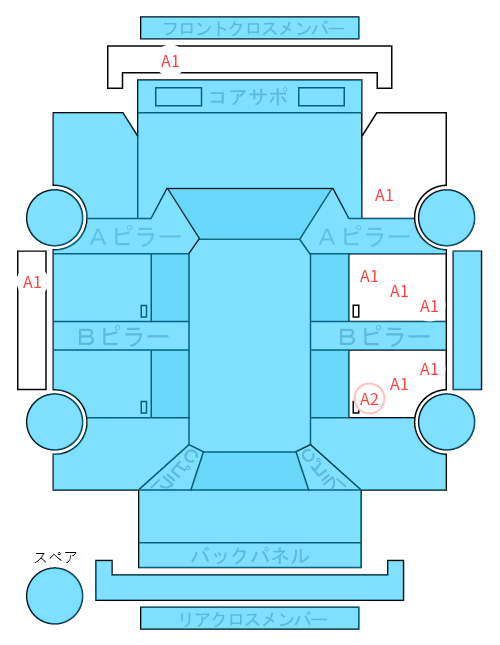Body condition diagram (damage marks, Japanese labels)