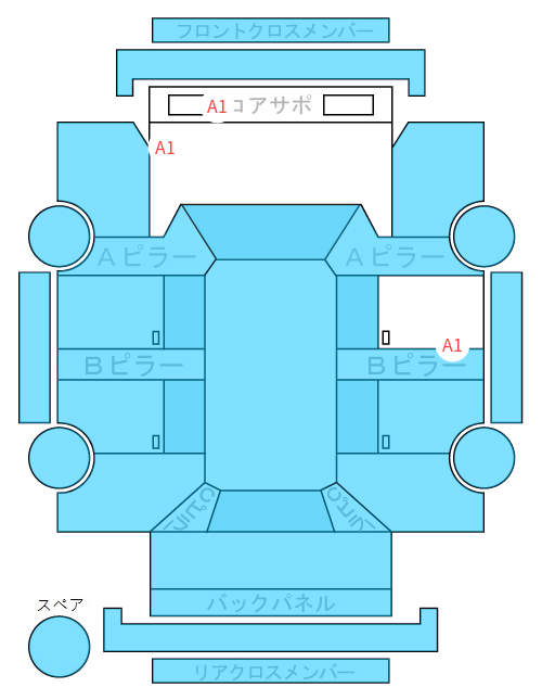 Body condition diagram (damage marks, Japanese labels)