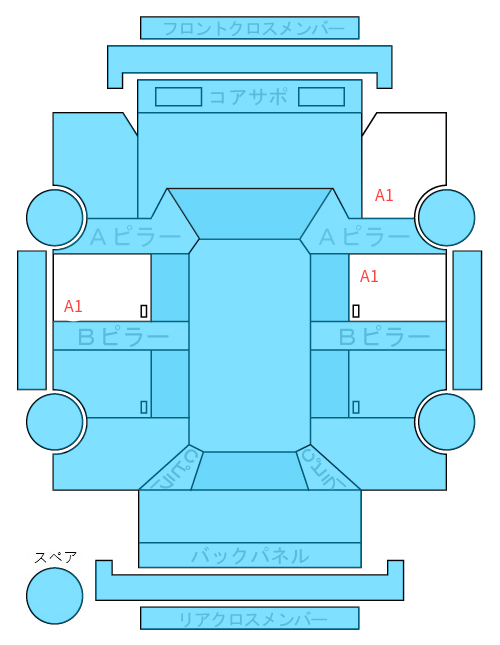 Body condition diagram (damage marks, Japanese labels)