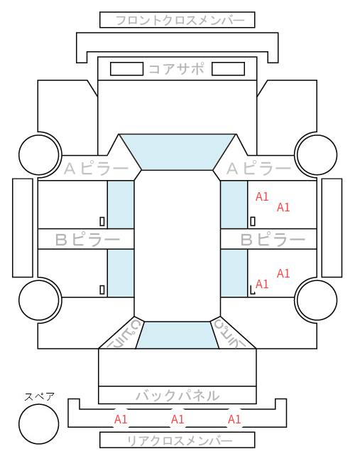 Body condition diagram (damage marks, Japanese labels)