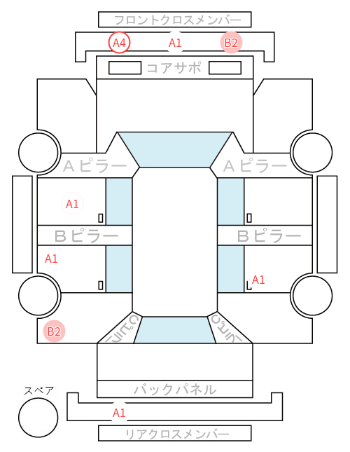 Body condition diagram (damage marks, Japanese labels)