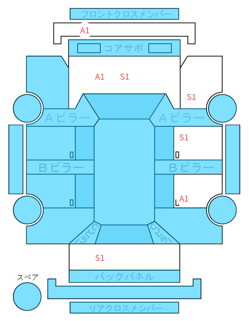Body condition diagram (damage marks, Japanese labels)
