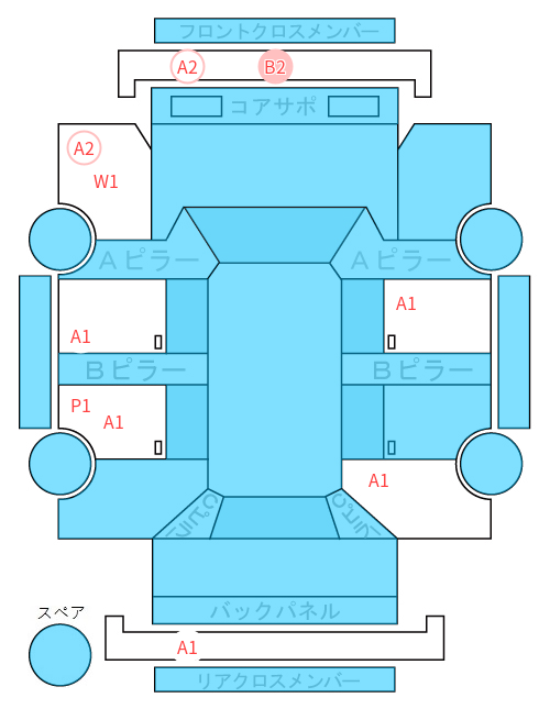 Body condition diagram (damage marks, Japanese labels)