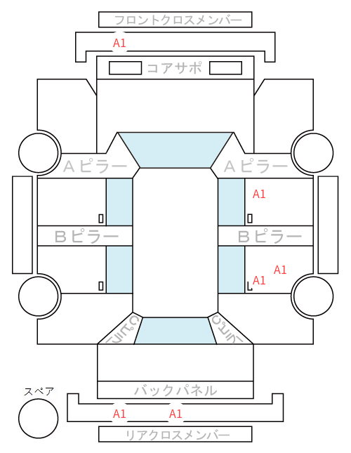 Body condition diagram (damage marks, Japanese labels)