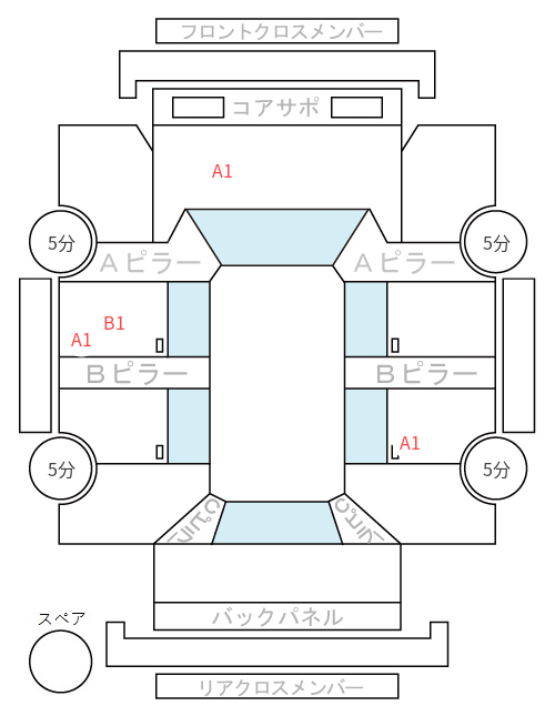 Body condition diagram (damage marks, Japanese labels)