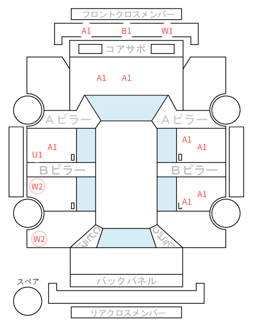 Body condition diagram (damage marks, Japanese labels)