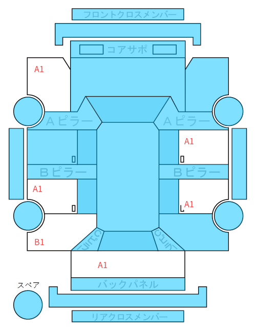 Body condition diagram (damage marks, Japanese labels)
