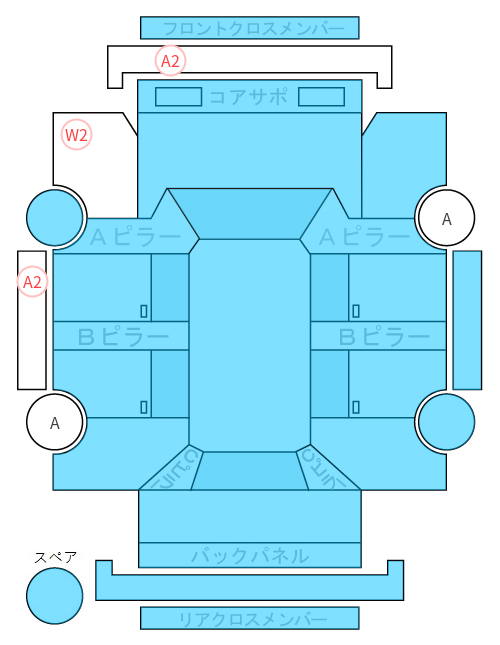 Body condition diagram (damage marks, Japanese labels)