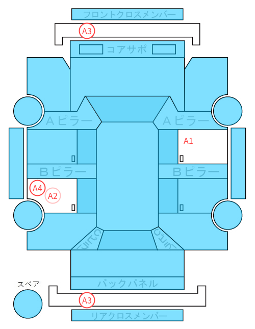 Body condition diagram (damage marks, Japanese labels)