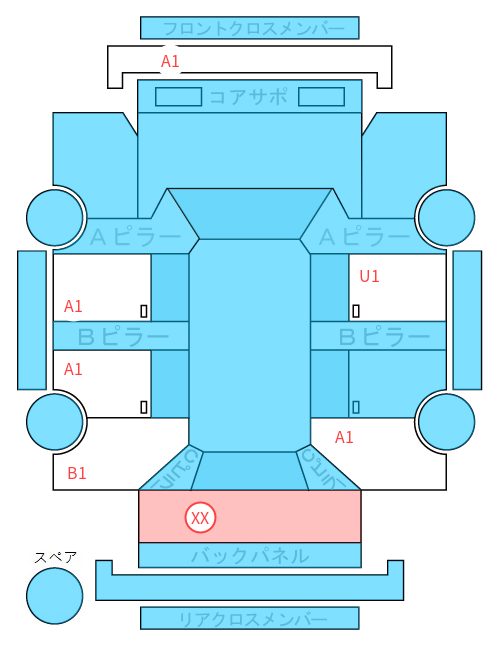 Body condition diagram (damage marks, Japanese labels)