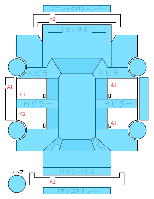 Body condition diagram (damage marks, Japanese labels)
