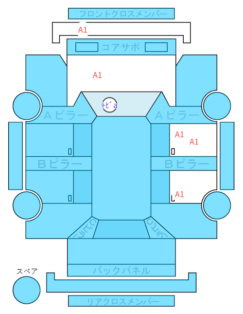 Body condition diagram (damage marks, Japanese labels)