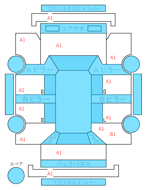 Body condition diagram (damage marks, Japanese labels)