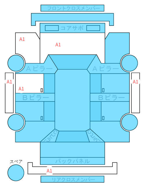 Body condition diagram (damage marks, Japanese labels)