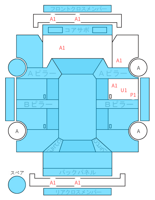 Body condition diagram (damage marks, Japanese labels)