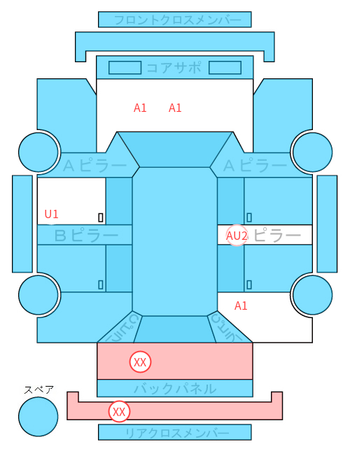 Body condition diagram (damage marks, Japanese labels)