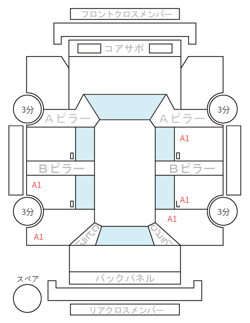 Body condition diagram (damage marks, Japanese labels)