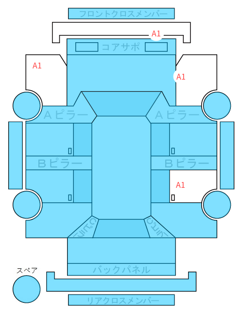 Body condition diagram (damage marks, Japanese labels)