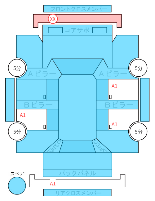 Body condition diagram (damage marks, Japanese labels)