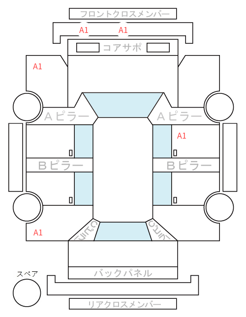 Body condition diagram (damage marks, Japanese labels)