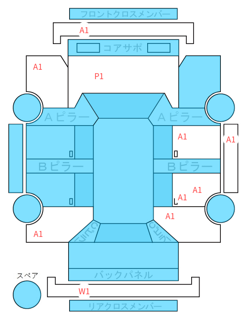 Body condition diagram (damage marks, Japanese labels)