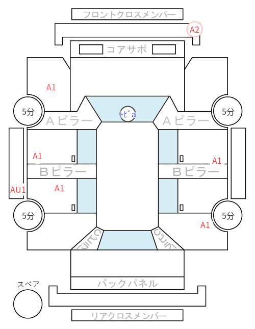 Body condition diagram (damage marks, Japanese labels)