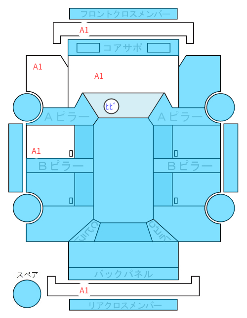 Body condition diagram (damage marks, Japanese labels)