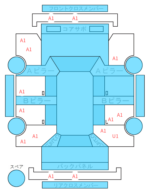 Body condition diagram (damage marks, Japanese labels)