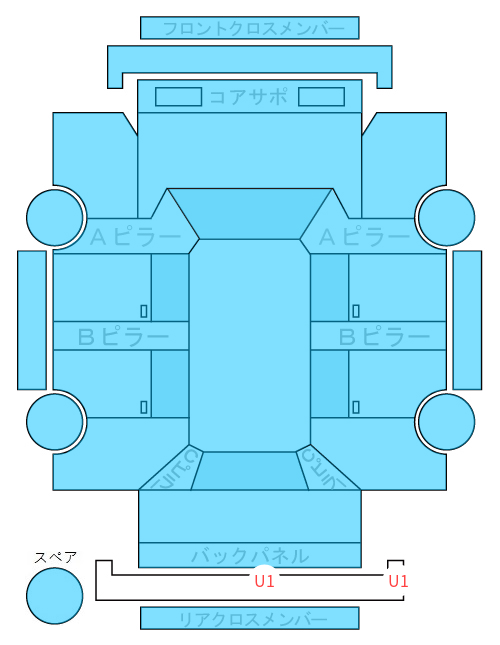 Body condition diagram (damage marks, Japanese labels)