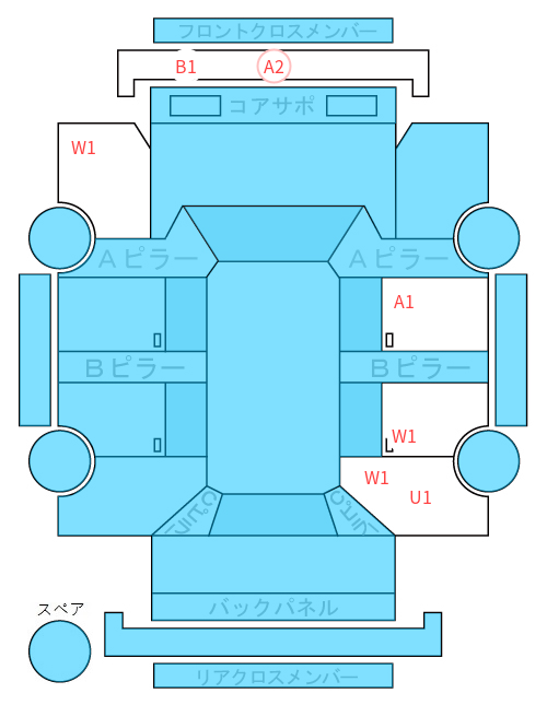 Body condition diagram (damage marks, Japanese labels)