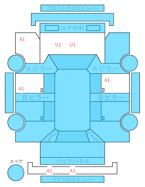 Body condition diagram (damage marks, Japanese labels)