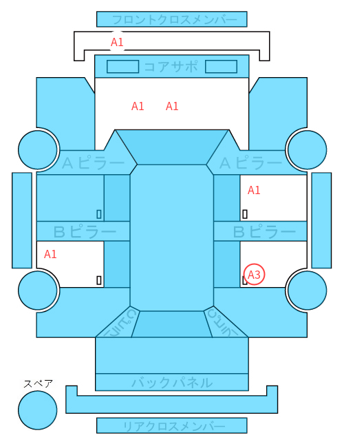 Body condition diagram (damage marks, Japanese labels)