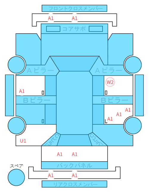 Body condition diagram (damage marks, Japanese labels)