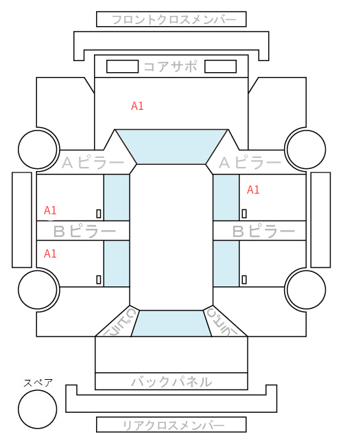 Body condition diagram (damage marks, Japanese labels)