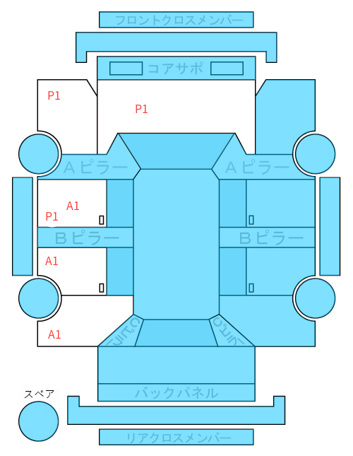 Body condition diagram (damage marks, Japanese labels)