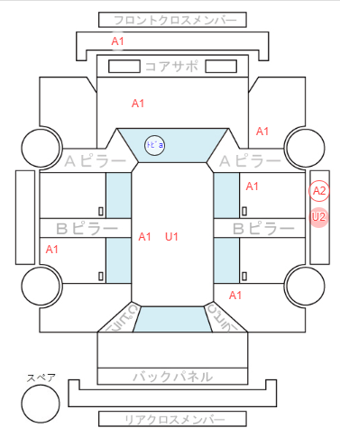 Body condition diagram (damage marks, Japanese labels)