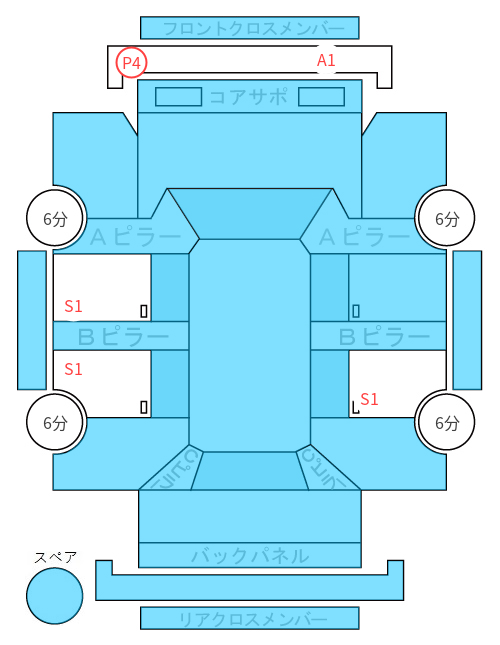 Body condition diagram (damage marks, Japanese labels)
