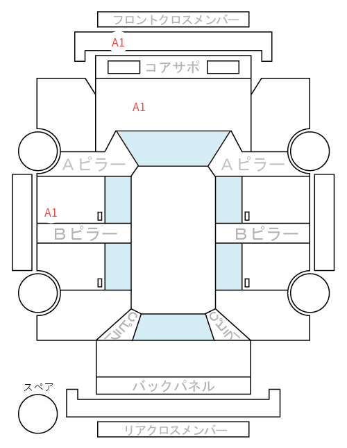 Body condition diagram (damage marks, Japanese labels)