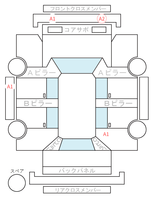 Body condition diagram (damage marks, Japanese labels)